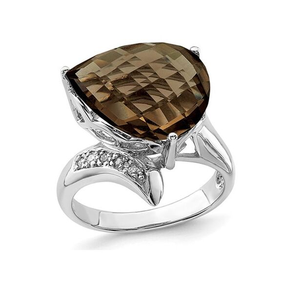 7.50 Carat (ctw) Smoky Quartz Tear Drop Ring in Sterling Silver